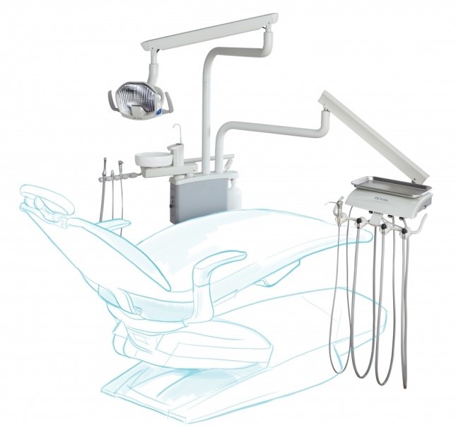 DCI RO4150 Reliance Over the Patient Automatic Dental Unit with PMU w/Cuspidor, Gray
