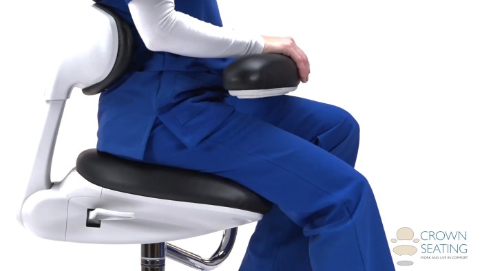 Crown Seating Aurora C140A Assistant Stool With Ratcheting Arm & Back Support