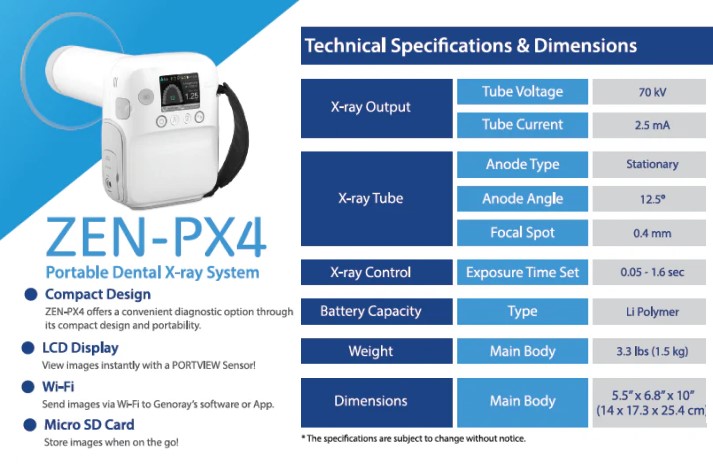 Genoray Zen-Px4 Dental Handheld X-Ray Unit