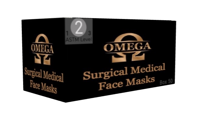 Omega ASTM Level 2 Light Blue Surgical Face Masks 