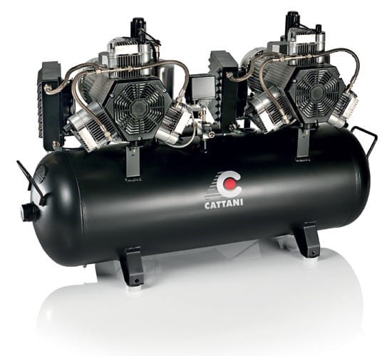 Cattani Twin Head 3 Cylinder Oilless Dental Air Compressor