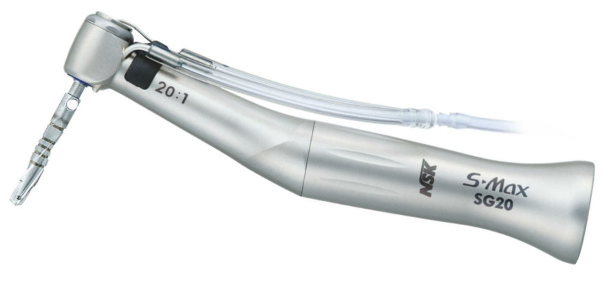 thumbnail interactive-video image 1 of NSK Style LED Dental 20:1 Implant Surgical Contra Angle Handpiece – Push Type 1 of 2
